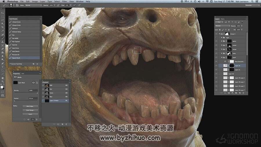 ZBrush & PS 雕刻绘制怪物半身像视频教程