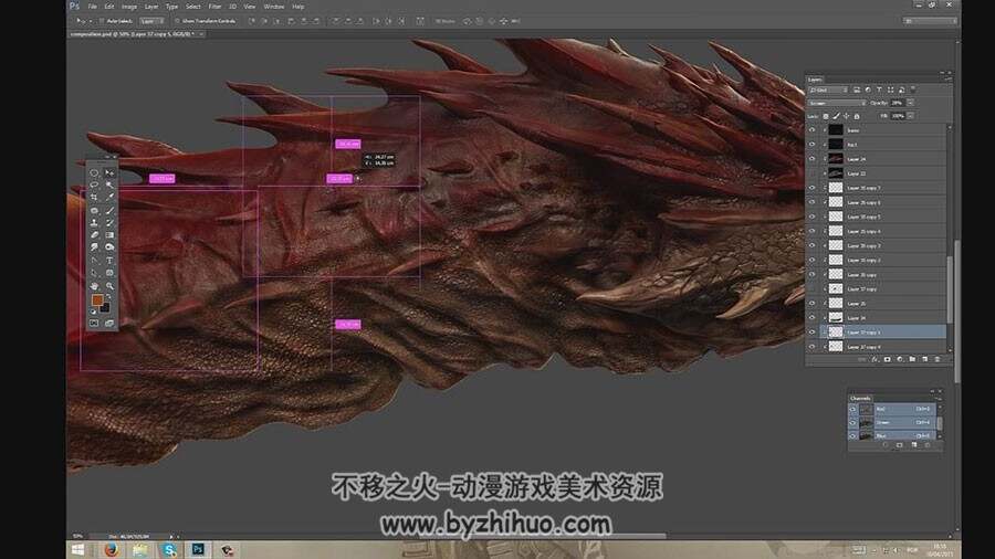 ZBrush & ps 西方魔幻风格龙头设计视频教程