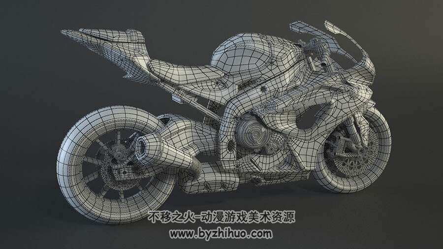 次世代摩托车3D模型 四边面