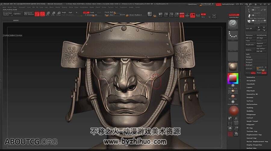 MAYA & ZBrush 日本武将头盔深入雕刻视频教程 7.45GB