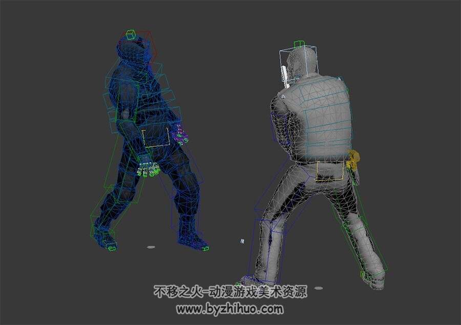CS骨骼 打丧尸格斗3D模型 有绑定动作