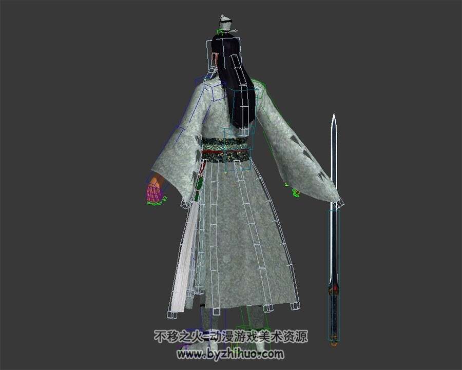 中国古风剑侠帅哥 3D模型 四边面有骨骼