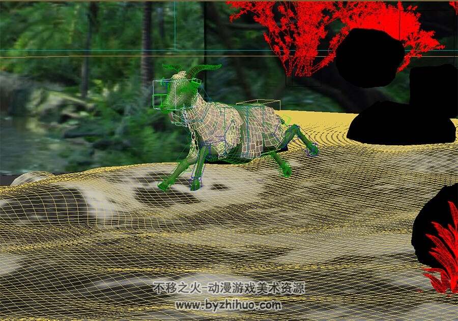 影视级丛林里的白色山羊 3D模型 有骨骼动画