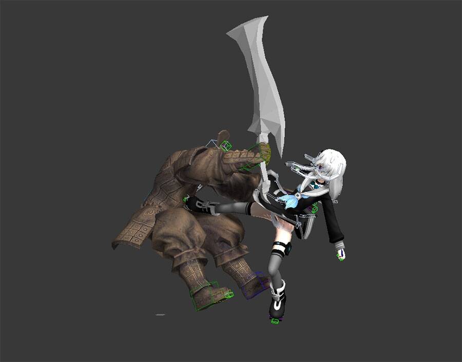 海王星飞踢兵俑 3D模型 有骨骼绑定
