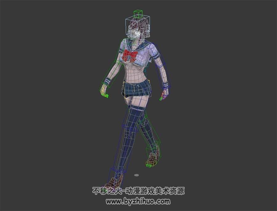 女皇之刃 水手服少女 3D模型 四边面 有骨骼和动作