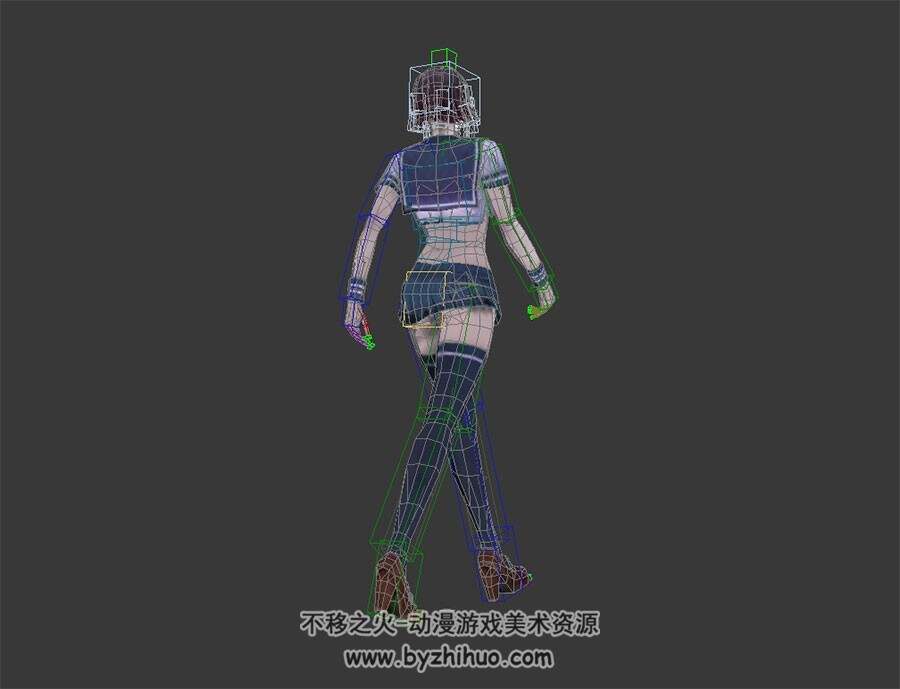 女皇之刃 水手服少女 3D模型 四边面 有骨骼和动作