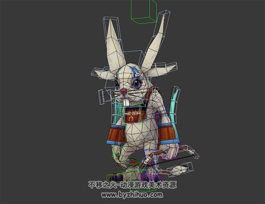 白色兔子猎人 3D模型 有骨骼绑定和动画