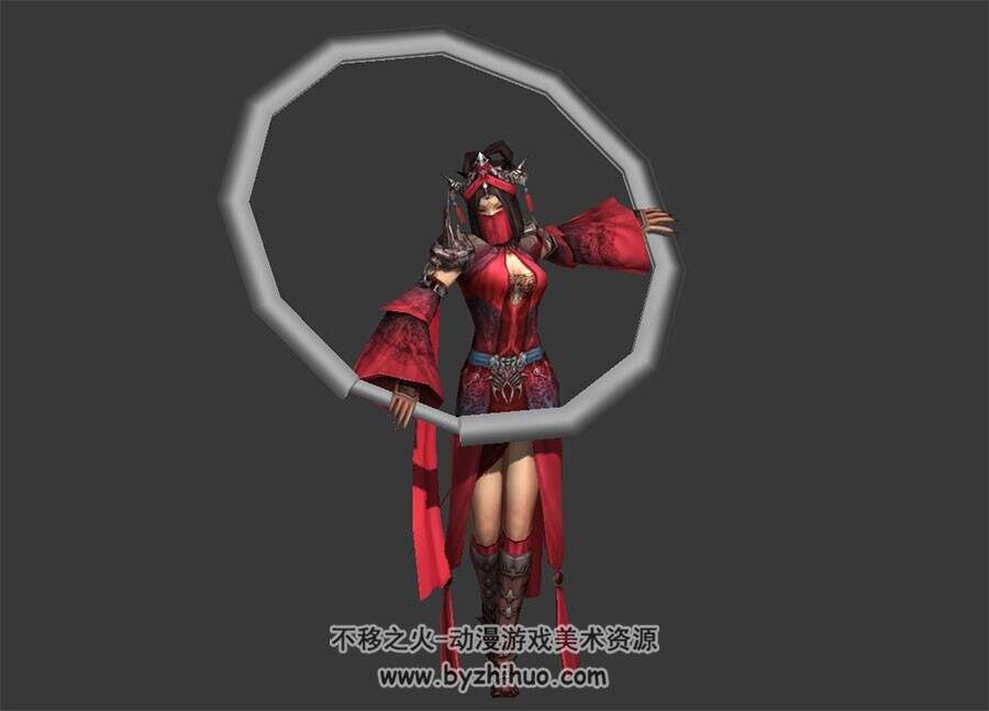 剑网三 红衣教女NPC角色 3D模型 有骨绑和动作