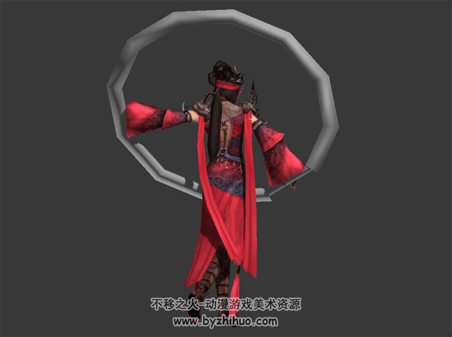 剑网三 红衣教女NPC角色 3D模型 有骨绑和动作