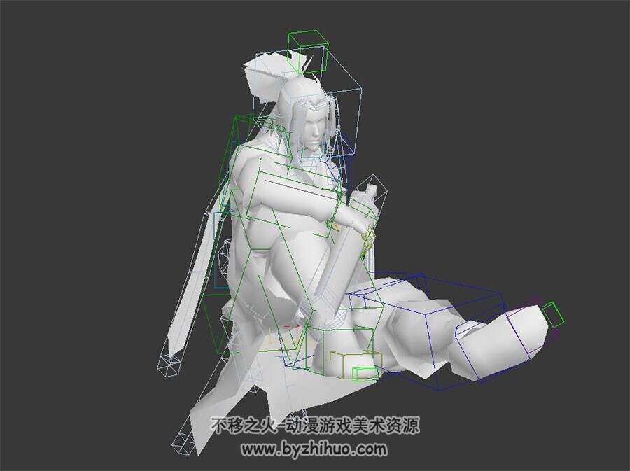 古代男侠客 3D模型 有骨骼和动作