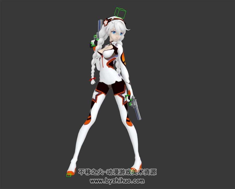 琪亚娜 3D模型 有骨骼绑定和射击的动作