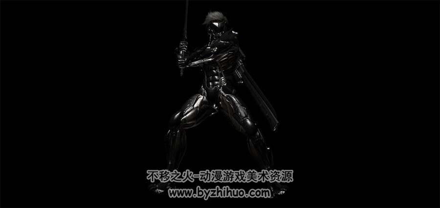 科幻风金属铠甲武士 3D模型 有绑定和武打动作