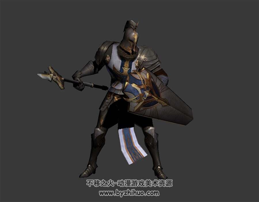 西方中世纪 铠甲战士 3D模型 有绑定和动作