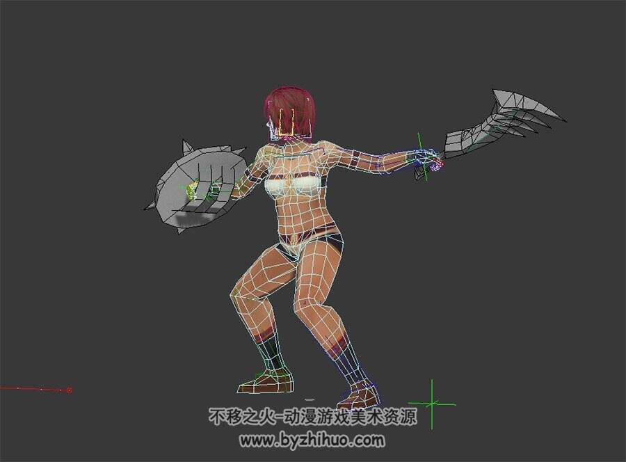 短发女角斗士 3D模型 有绑定和进攻动作
