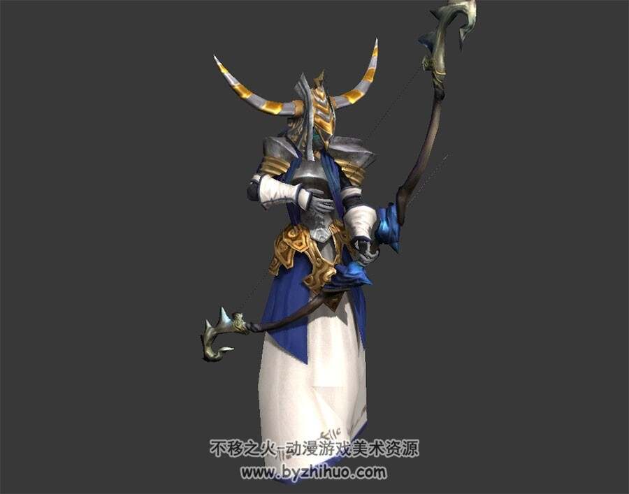 魔幻风弓箭法师 3D模型 有绑定和待机、射箭的动作