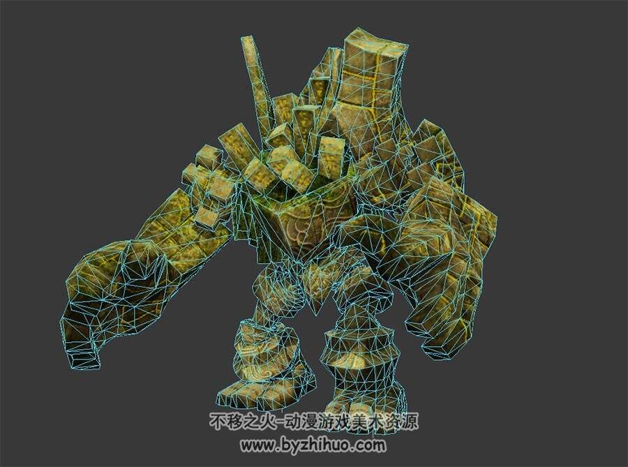 青苔石头巨人 3D模型 有绑定和攻击动作