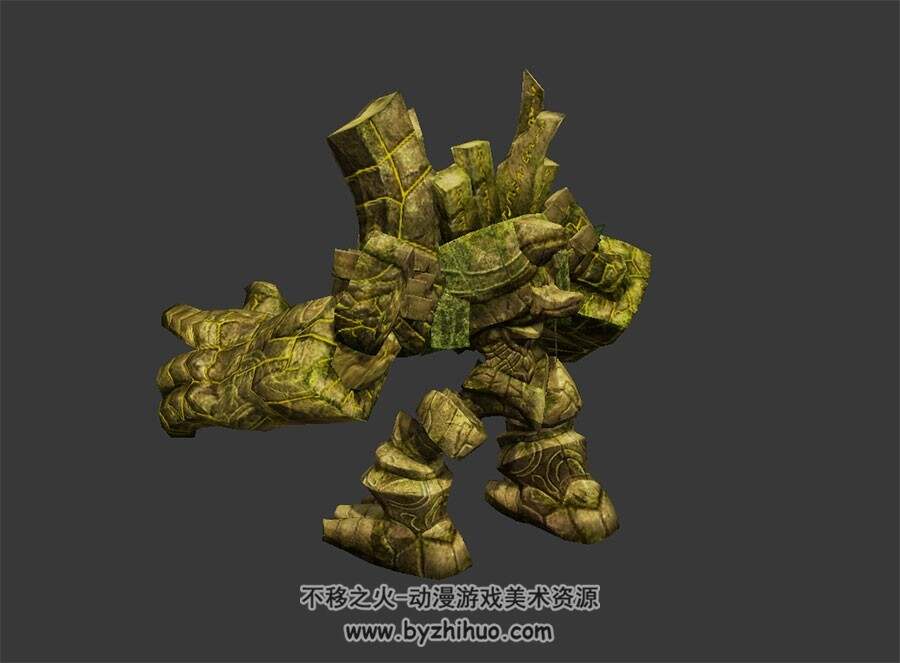 青苔石头巨人 3D模型 有绑定和攻击动作