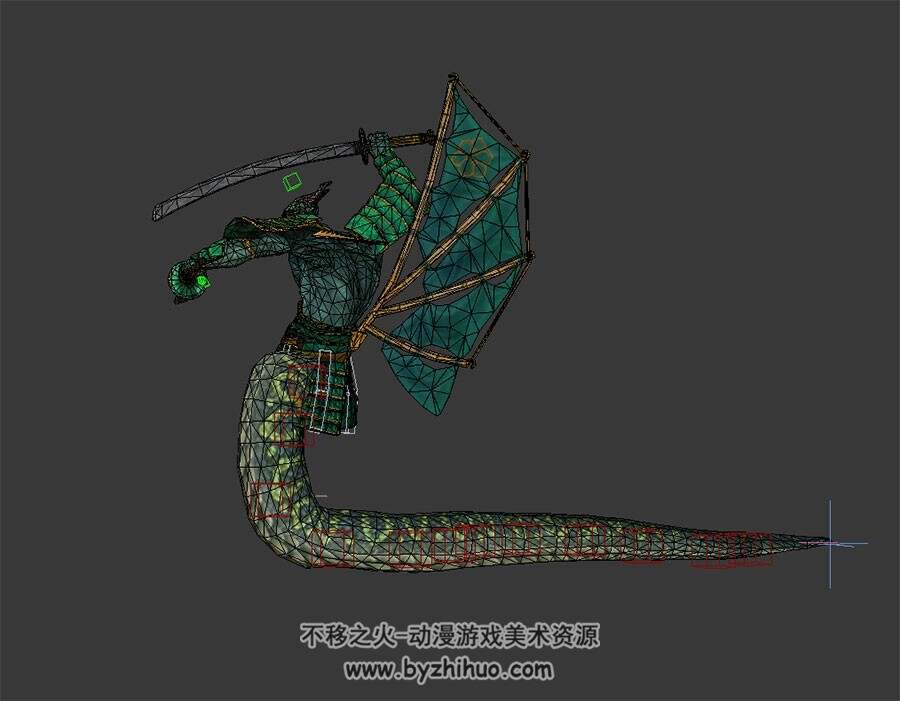英雄无敌6 娜迦武士 3D模型 有绑定和挥刀砍刺的动作