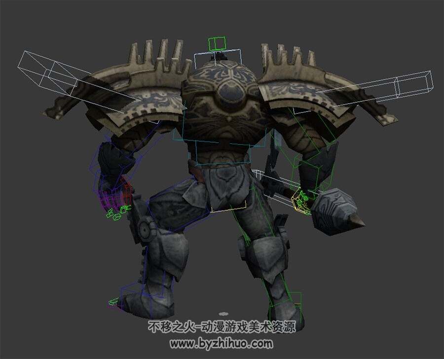巨斧铠甲巨人战士 3D模型 有绑定和动作