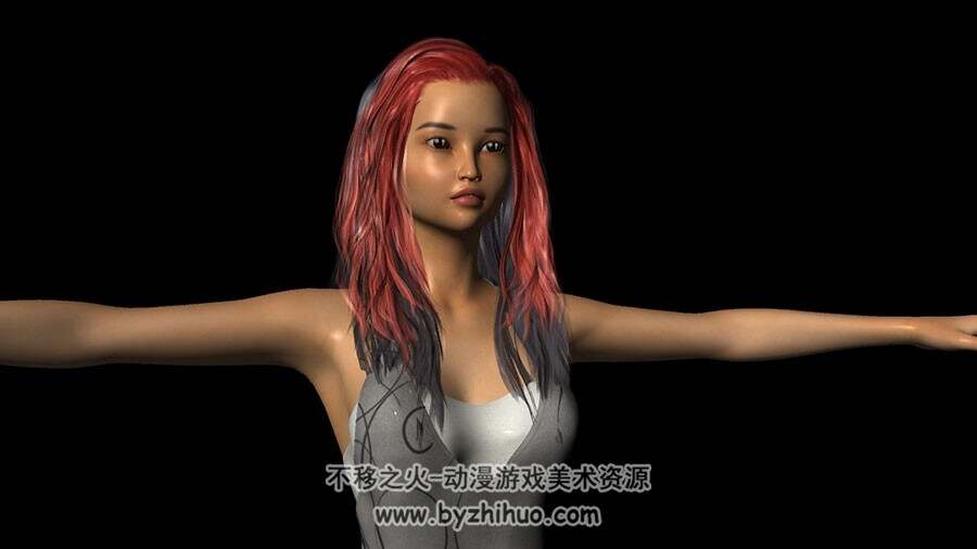 红发短裤美少女 3D模型 四边面高模