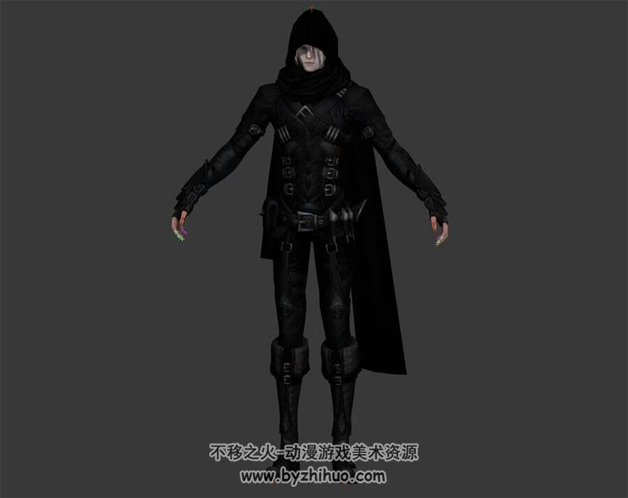 次世代  男紧身黑衣外观 3D模型 有绑定高模