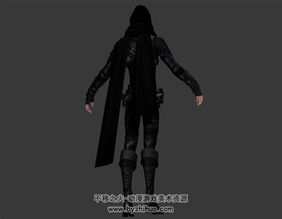 次世代  男紧身黑衣外观 3D模型 有绑定高模