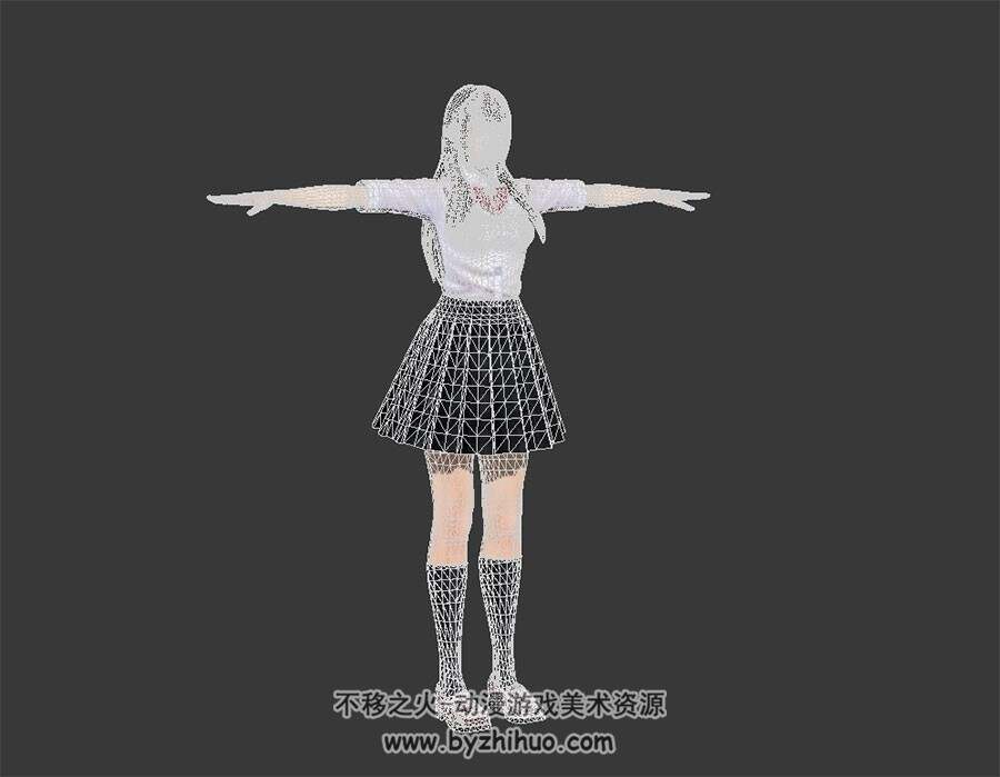 日系 校服女高中生 3D模型 高精模