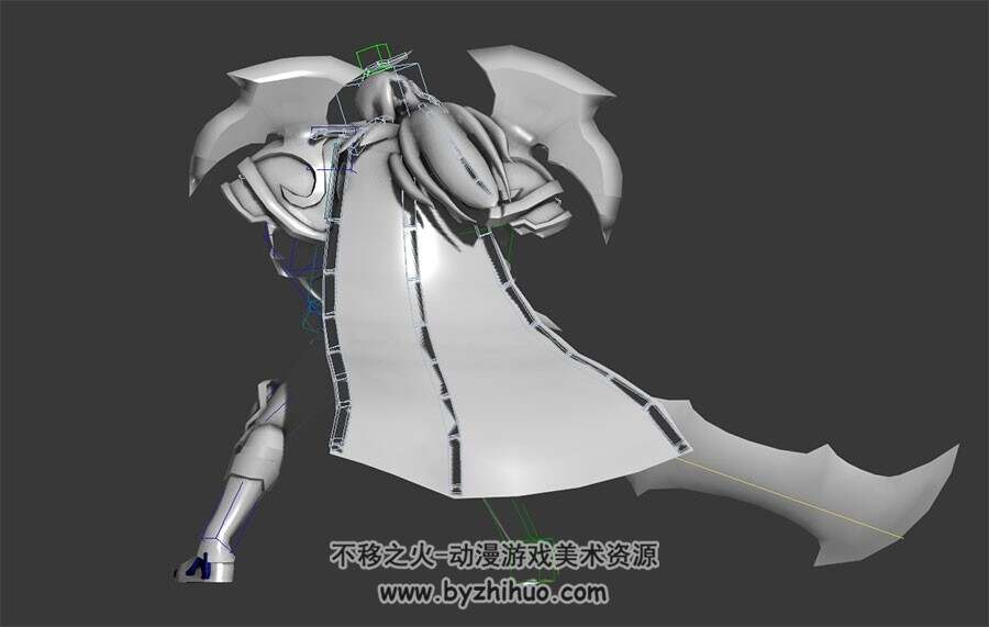 次世代 巨刀铠甲长发男战士 3D模型 有绑定和挥砍的动作