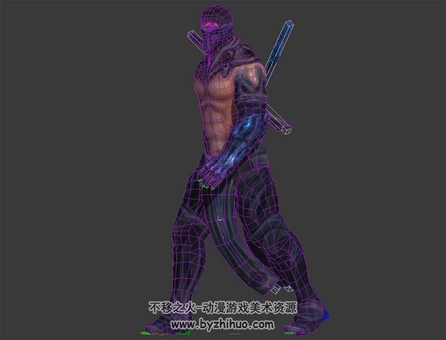 双刀忍者刺客  3D模型 有绑定和走路的动作