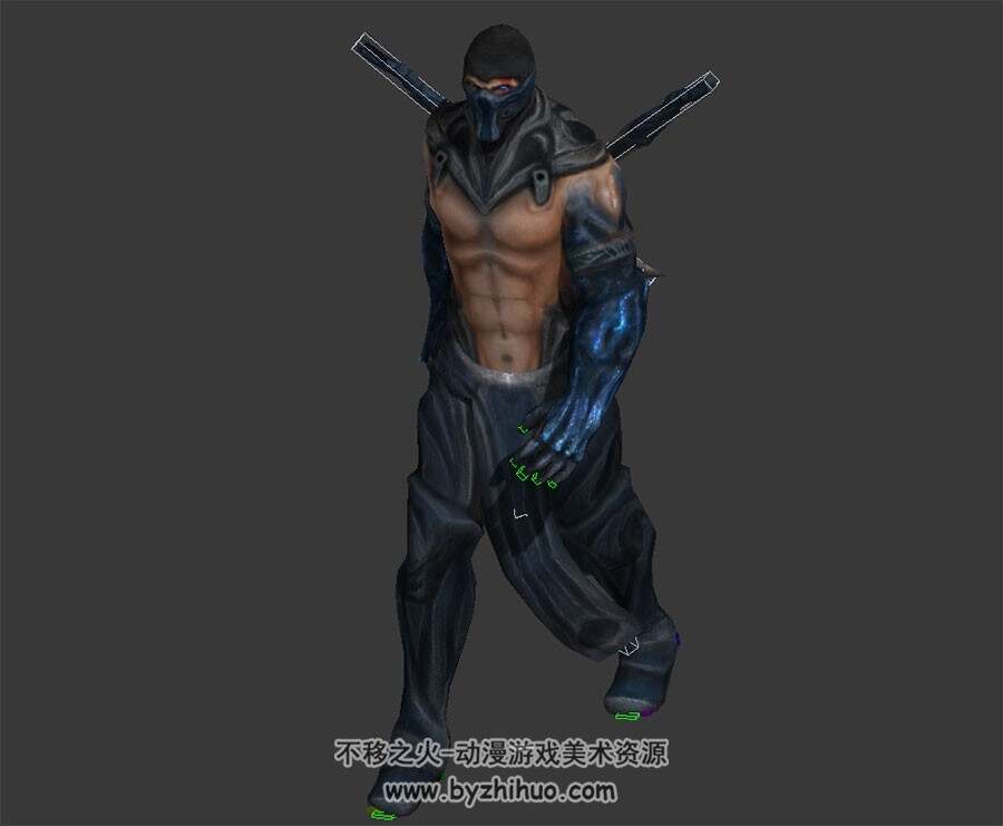 双刀忍者刺客  3D模型 有绑定和走路的动作