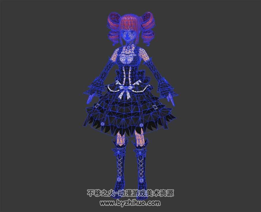 粉色卷发美少女洛丽塔 3D模型 有绑定