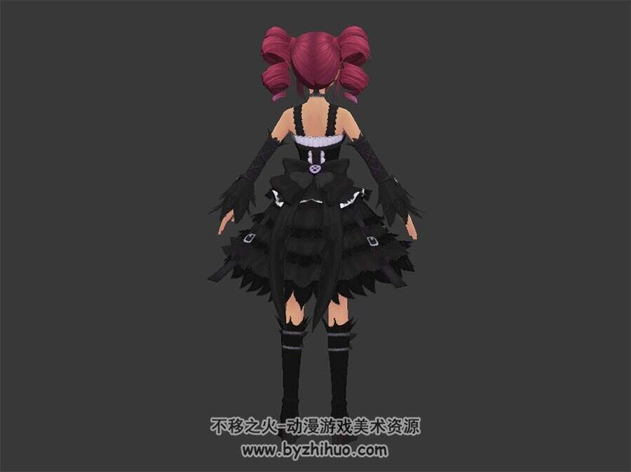 粉色卷发美少女洛丽塔 3D模型 有绑定