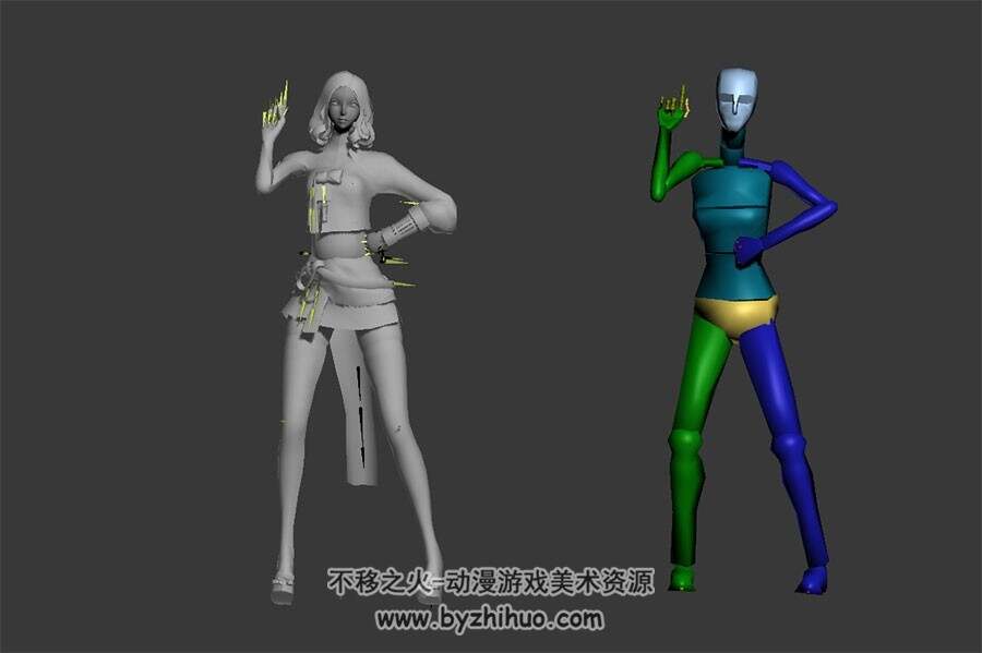 剑灵 女角色跳舞 3D模型  有绑定和简单的舞蹈动作