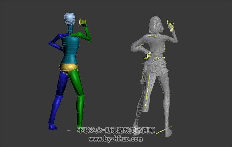剑灵 女角色跳舞 3D模型  有绑定和简单的舞蹈动作