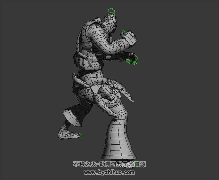 光头武师 3D模型 有绑定和武打动作 四边面