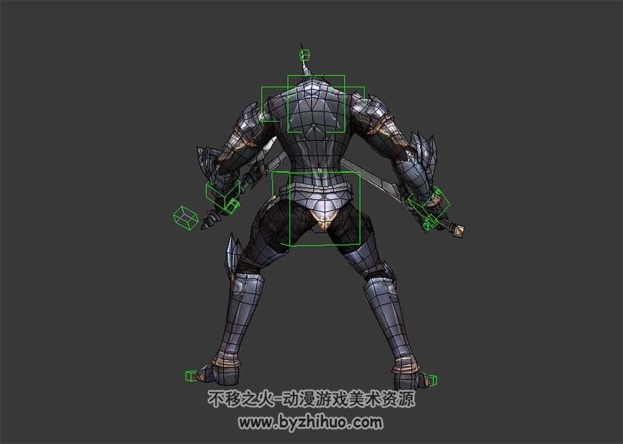 全身铠甲武师 3D模型 有绑定和挥砍的动作