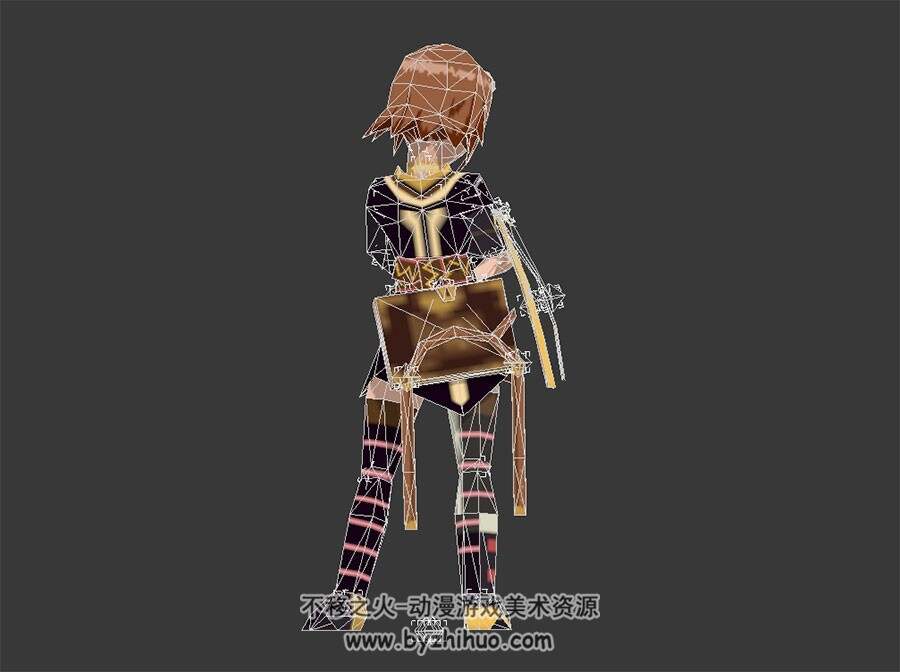 日系冒险风格 少女角色 3D模型 有绑定