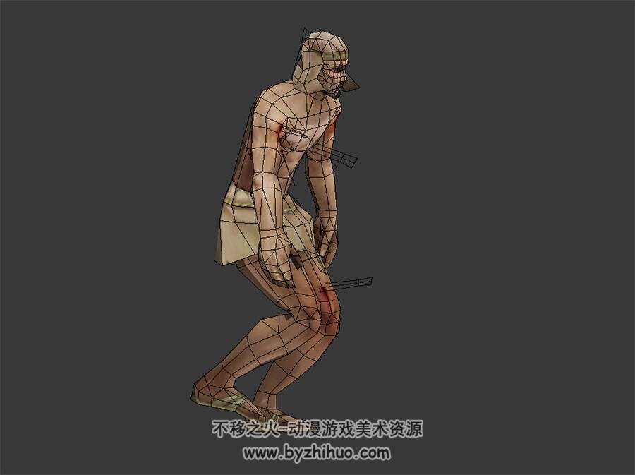丧尸 走尸 3D模型 有绑定和走路动作 四边面