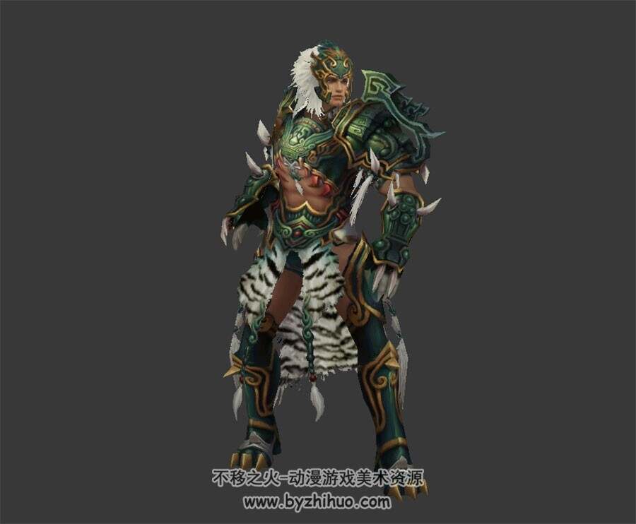 东方古代 铠甲武将  帅哥 3D模型 有绑定和武打攻击动作