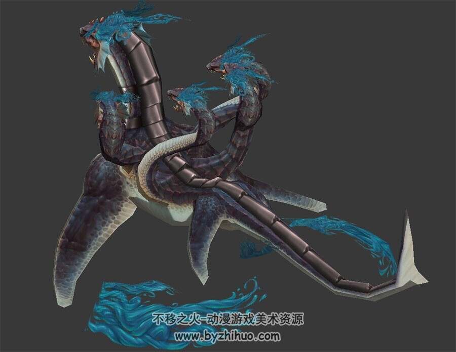 五头海龙 怪物3D模型 有绑定和漂浮动作