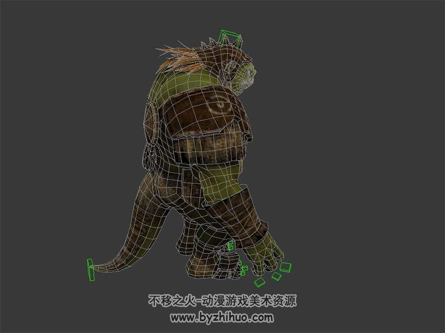 绿色巨人怪物 3D模型 有绑定 四边面