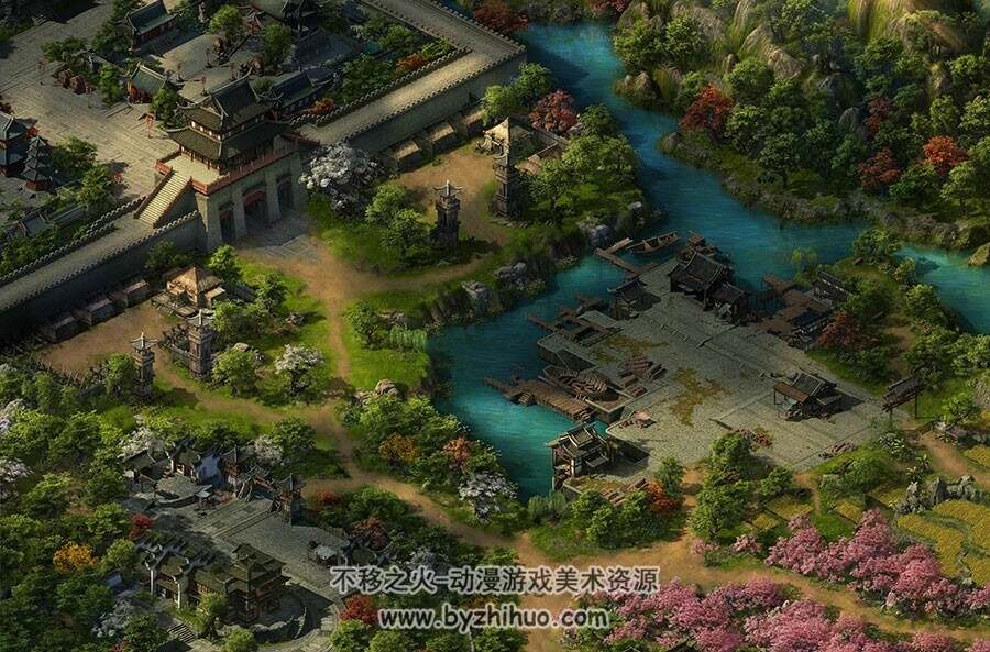 中式古风城镇场景地图分享 1P