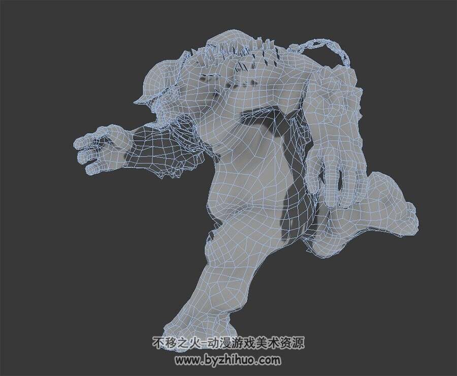 巨人怪物 3D模型 有绑定和奔跑动作 四边面