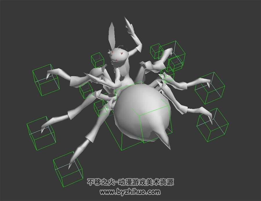蜘蛛精 女妖 3D模型 有绑定和3个攻击动作  四边面