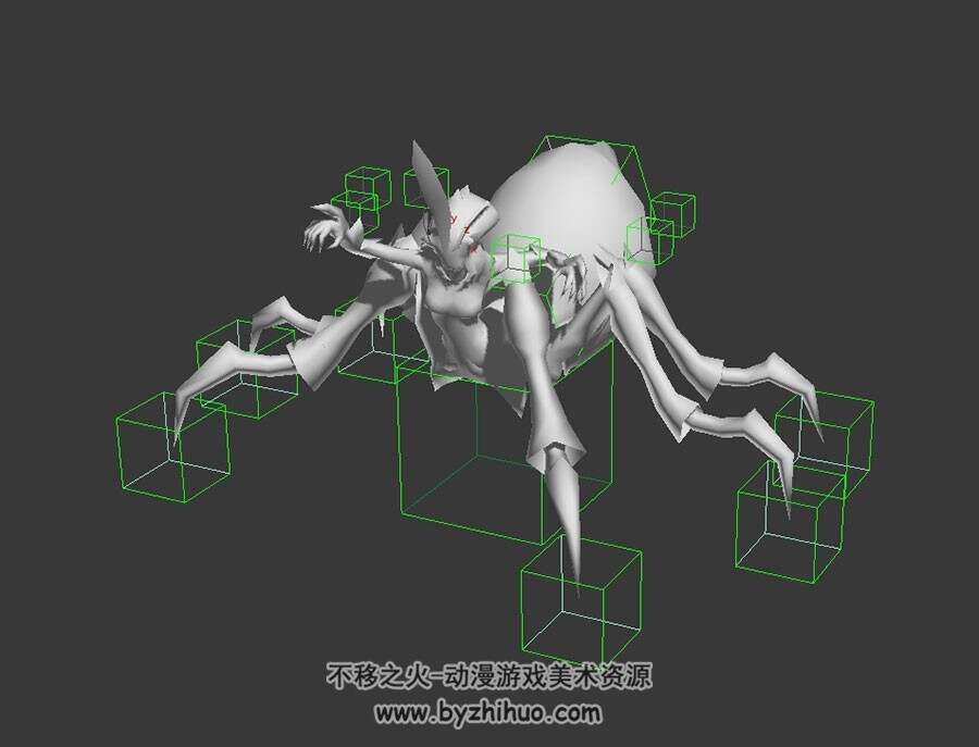 蜘蛛精 女妖 3D模型 有绑定和3个攻击动作  四边面