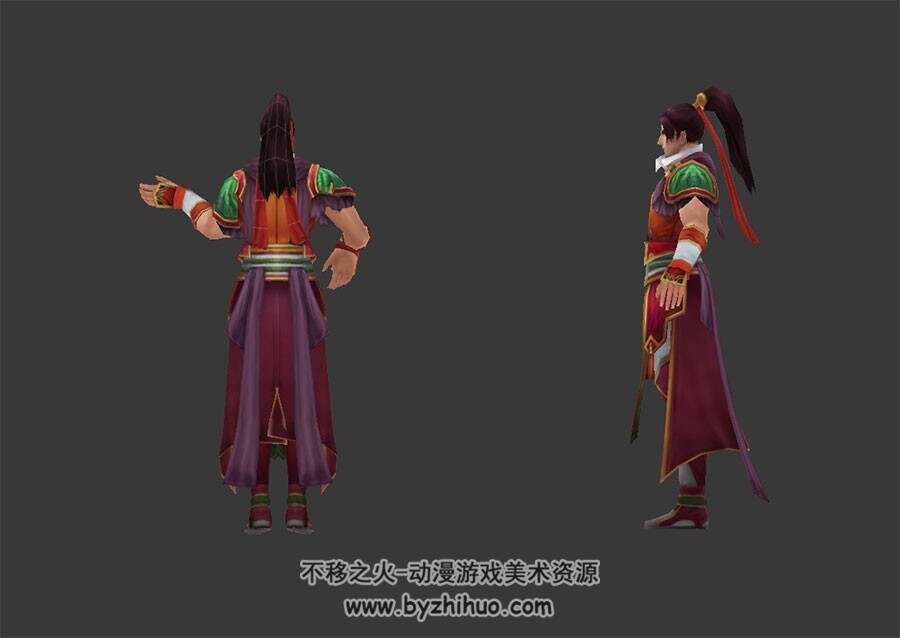 古代红衣男侠客 3D模型 有绑定和滑稽舞蹈动作 四边面