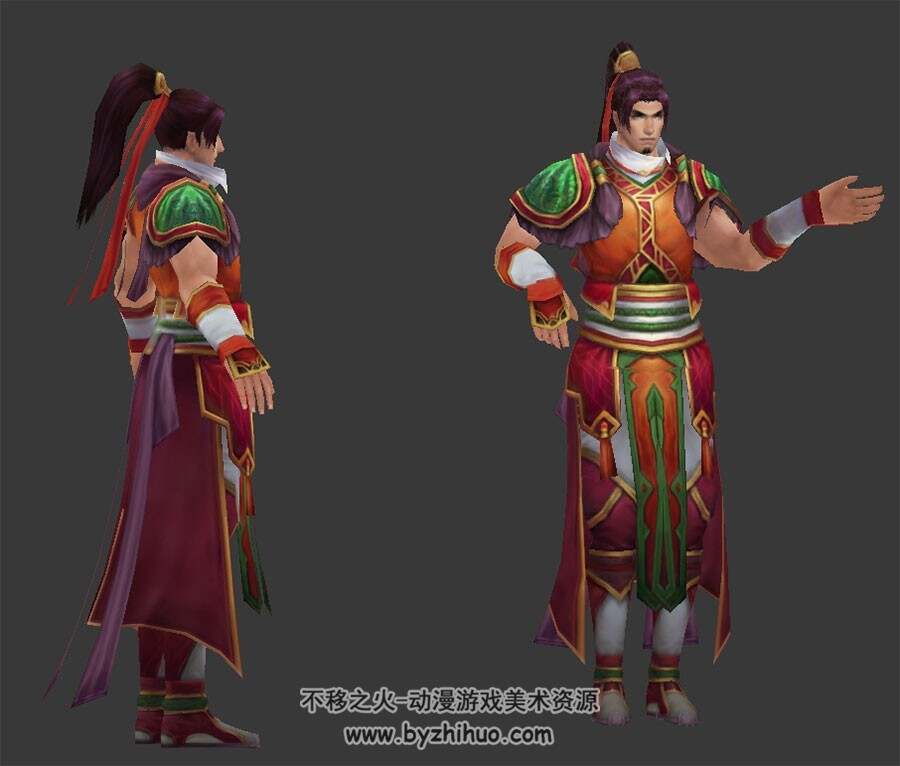 古代红衣男侠客 3D模型 有绑定和滑稽舞蹈动作 四边面