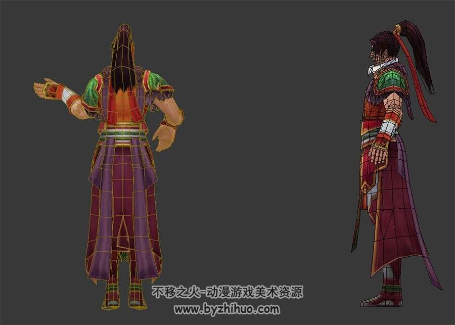 古代红衣男侠客 3D模型 有绑定和滑稽舞蹈动作 四边面