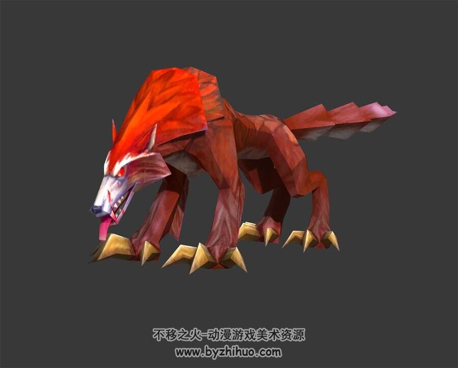 嘴上有血的红狼 小怪NPC 3D模型
