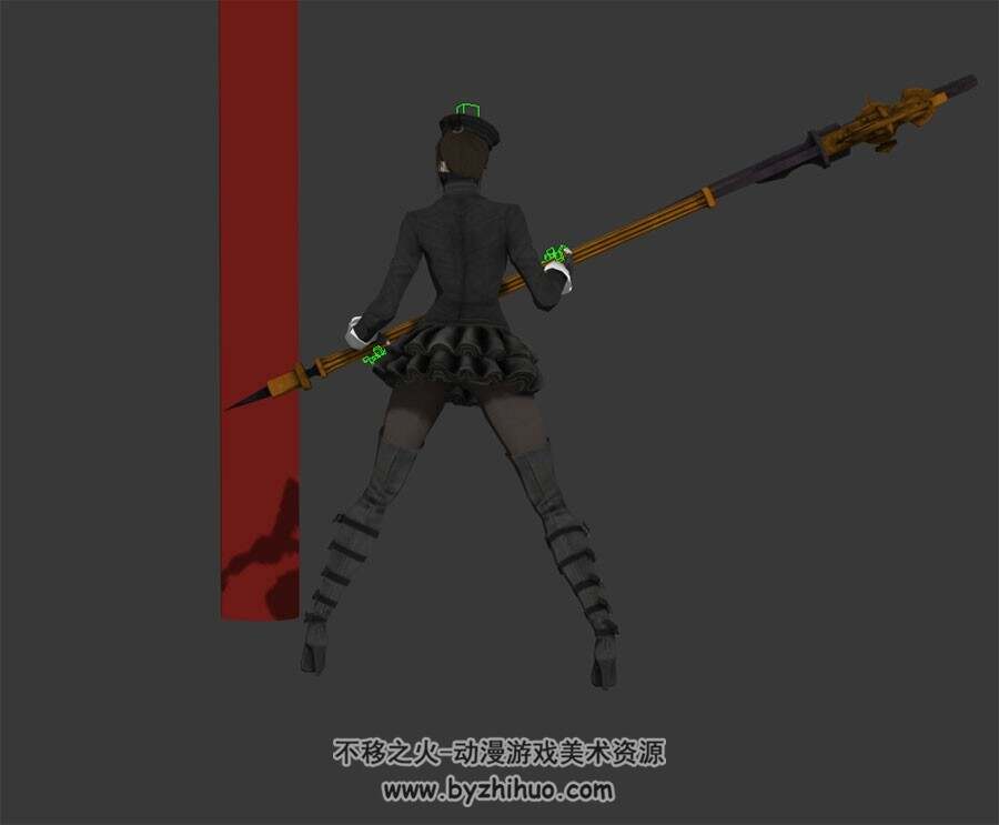 穿制服的镰刀少女 3D模型 有绑定和攻击动作